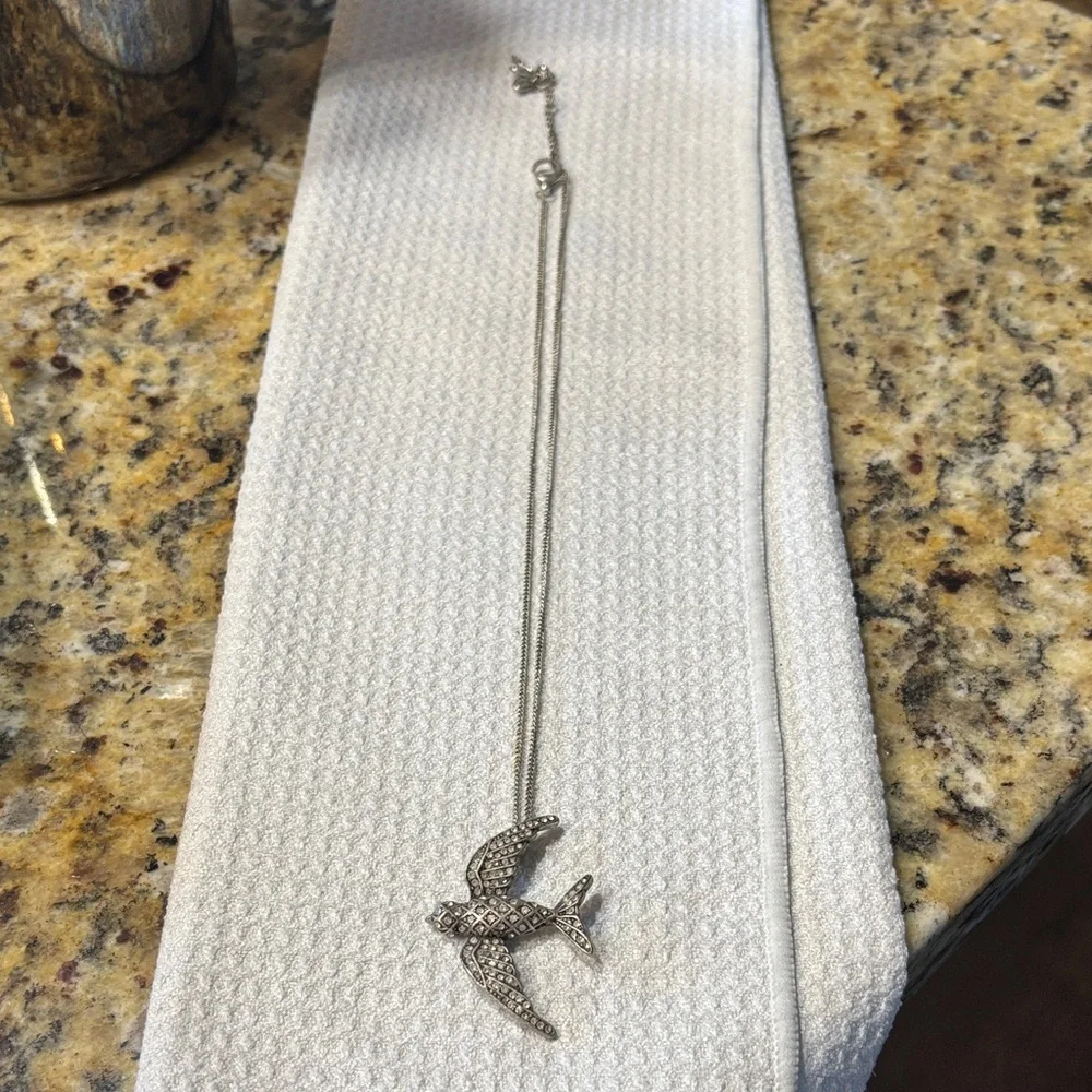 Fossil Silver Bird Pendant Necklace - Picture 4 of 6